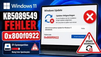 KB5089549 installiert nicht Fehler 0x800f0922 beheben